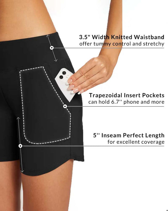 Shorts Hohe Taille Schlitz Sportlich Lässig