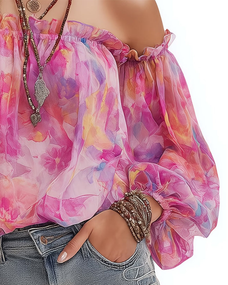Bluse Off-Shoulder Ombre Lässig