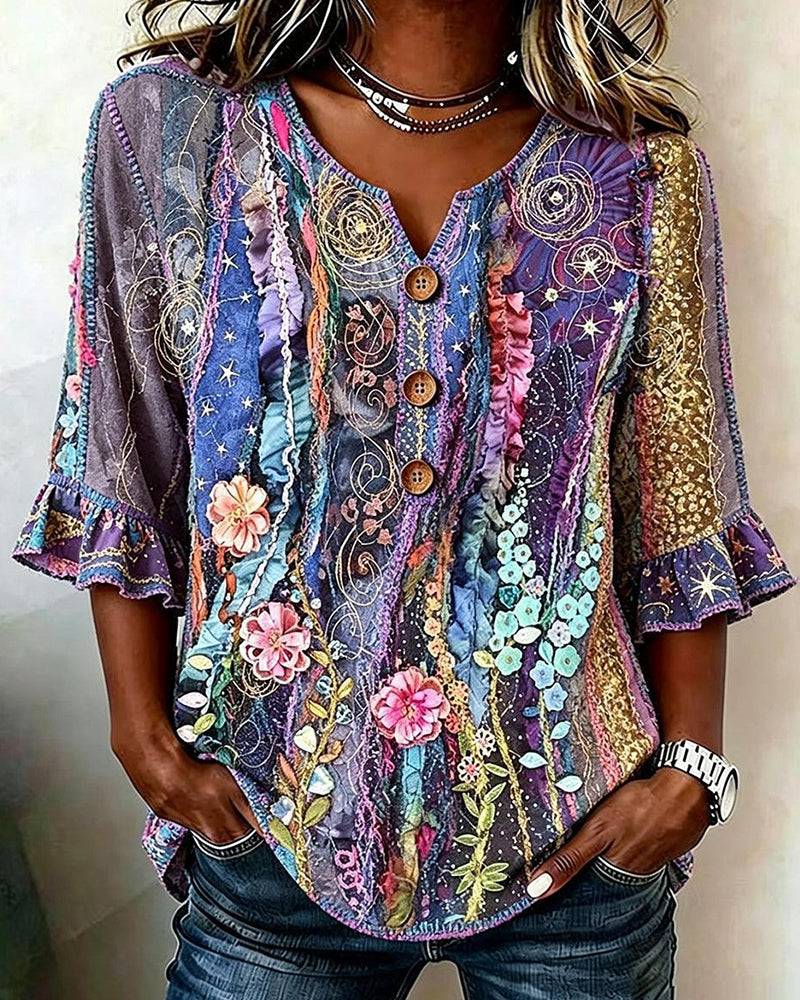 Bluse Retro Ethno-Stil