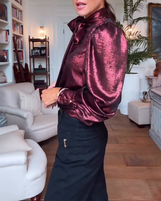 Bluse Puffärmel Flatterband Vornehm