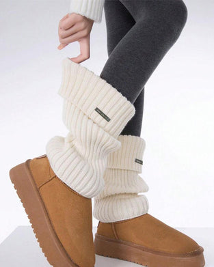 Damen Basic einfarbige Stulpen mit Metall-Label-Dekor, minimalistische Damenmode