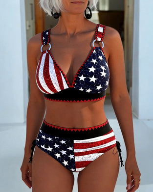 Bikini Hohe Taille Gedruckt