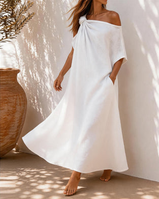 Kleid Ein-Schulter Twist Knoten