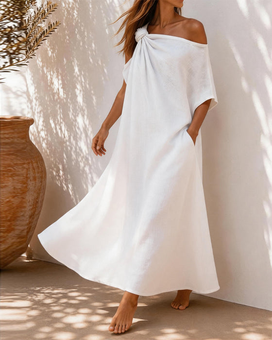 Kleid Ein-Schulter Twist Knoten