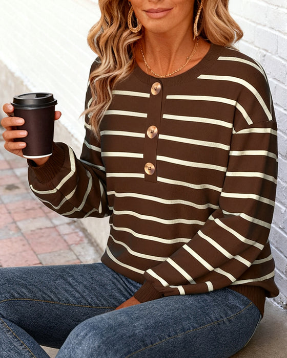 Gestreiftes Lockeres Ripp-Sweatshirt