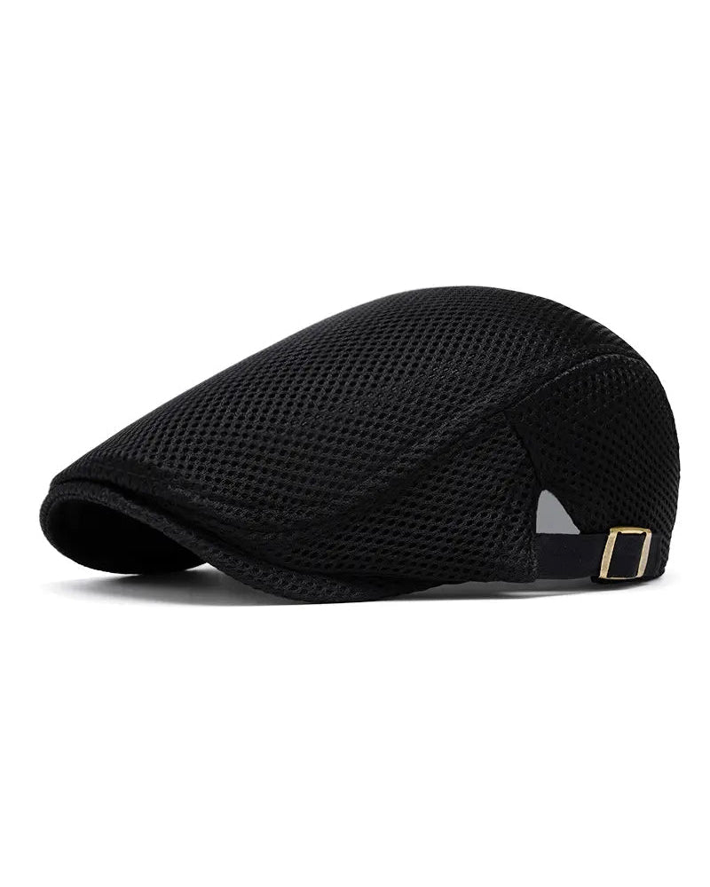 Herren Atmungsaktive Mesh Flache Mütze - Verstellbare Newsboy Ivy Baskenmütze Sommerhut