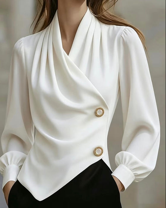 Bluse Drapiert Mode V-Ausschnitt