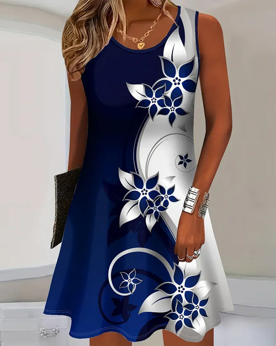 Kleid Ärmellos Bedruckt Weste