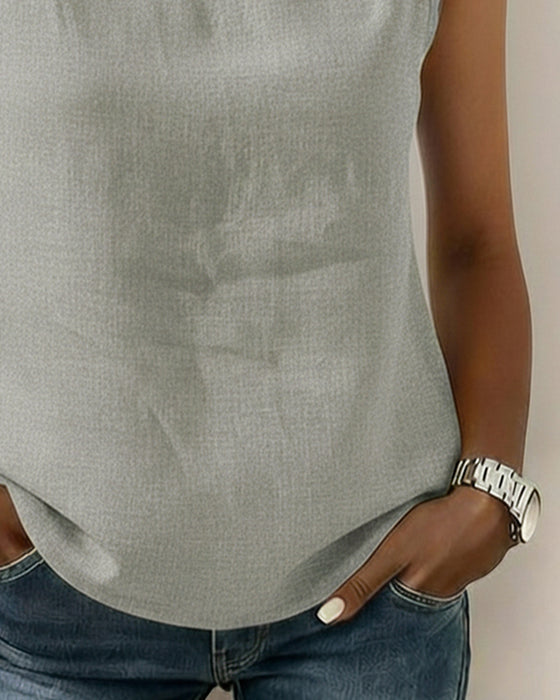 Bluse kragenlos ärmellos elegant