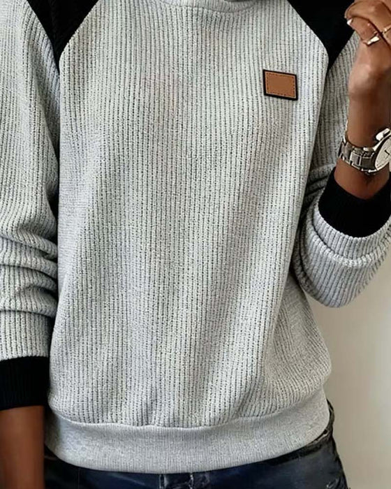 Kapuzenpullover Farbblock Casual Damen