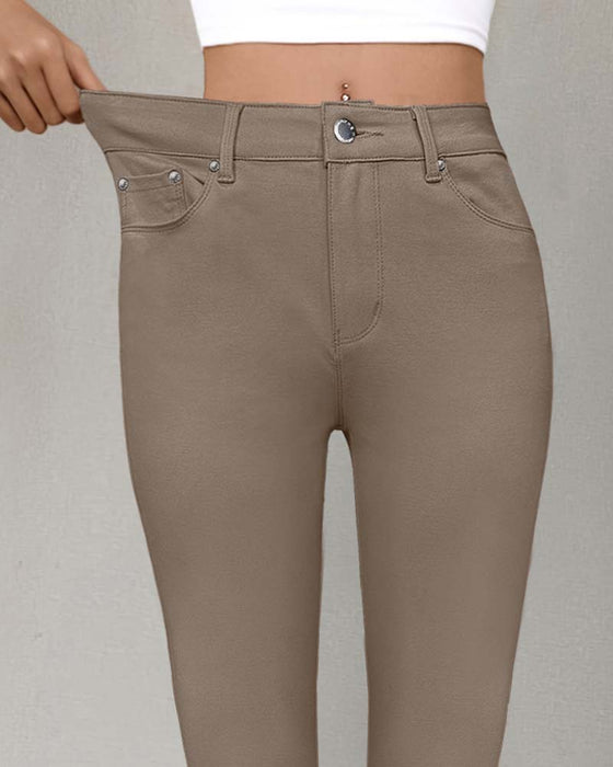 Hose Damen Tasche Einfarbig Skinny Lässig