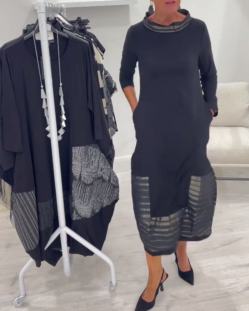 Modisches unifarbenes Kleid mit Abnähern