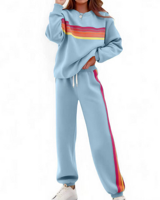 Set Bunt Gestreiftes Sweatshirt Und Jogginghose