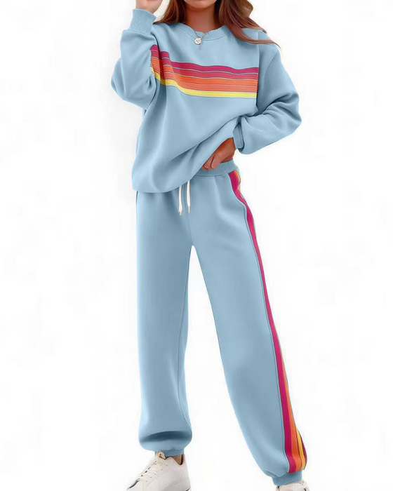 Set Bunt Gestreiftes Sweatshirt Und Jogginghose