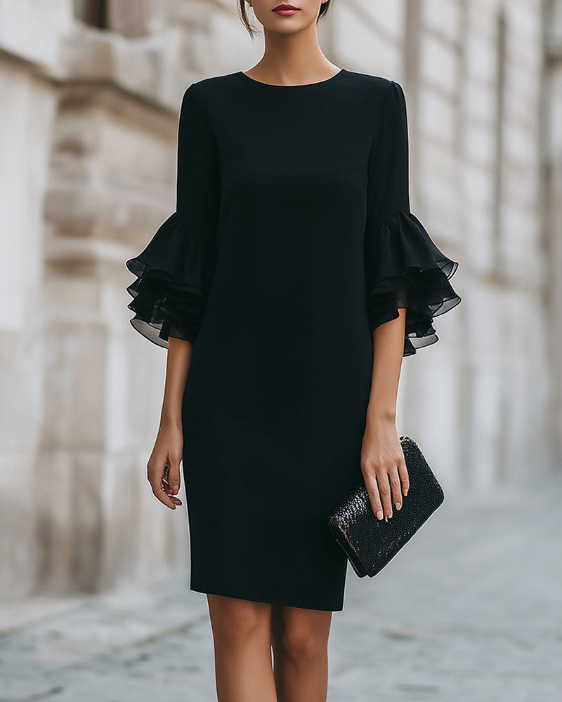 Kleid Geschichtet Ausgestellt Ärmel Slim