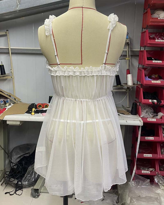 Nachtkleid Durchsichtig Mesh Träger Sexy
