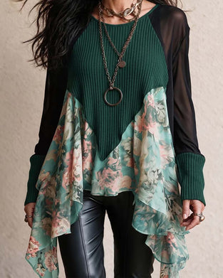 Bluse Patchwork Blumen Unregelmäßig