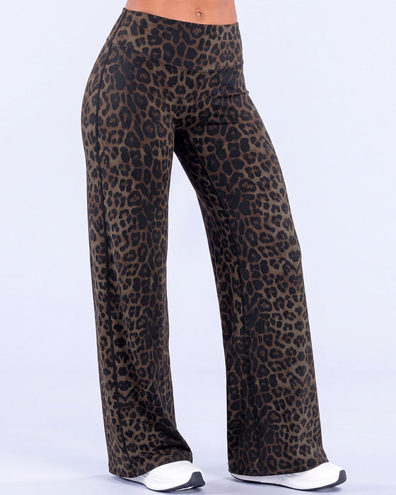 Hose Damen Leopardenmuster Weites Bein Athletic
