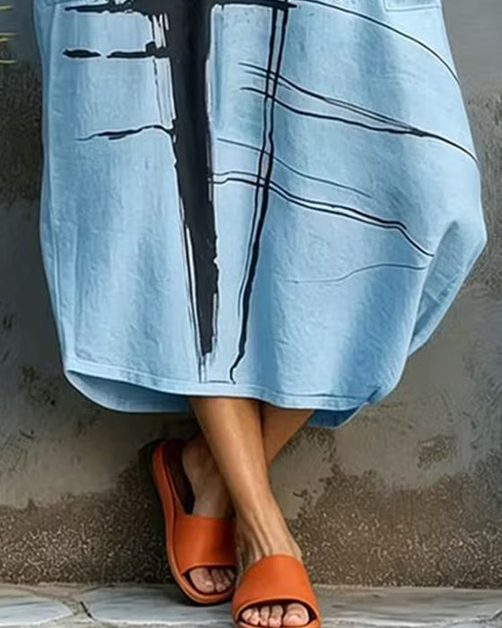 Lässiges Bedrucktes Ärmelloses Maxikleid