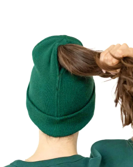 Pferdeschwanz Beanie Gestrickt Magnetisch Mode