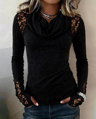 Bluse Slouchy Mock Neck Langarm Ausschnitt