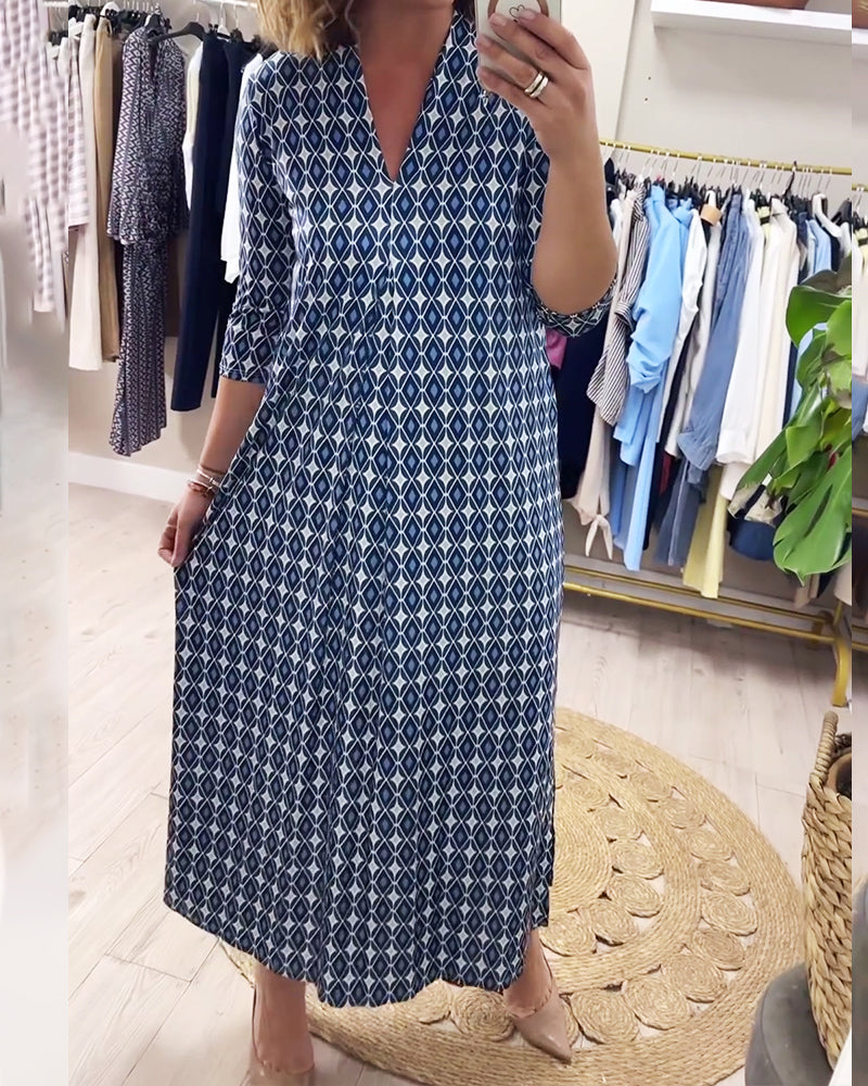 Kleid Geometrisch Druck Maxi