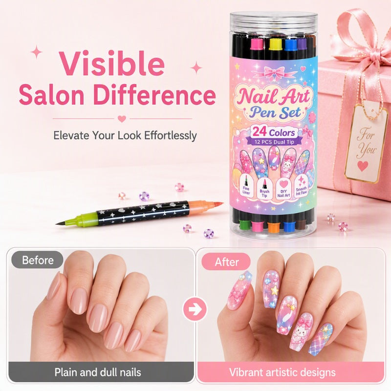 24 Farben Doppelendige Nagelkunststifte Set
