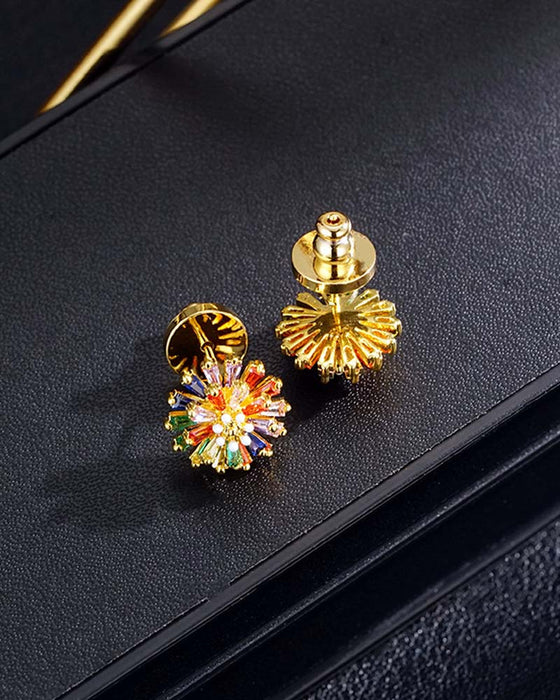 Bunte Feuerwerk Ohrstecker 💎 Zirkonia Design & Minimalistisch Elegant