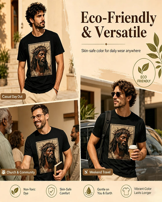 T-Shirt Herren Vintage Schwarz Druck