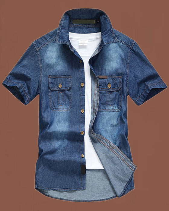 Hemd Denim Kurzarm Herren