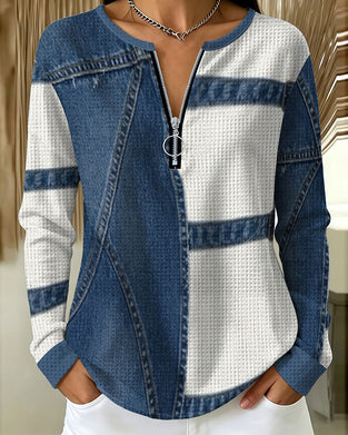 Oberteil Halber Reißverschluss Casual Design
