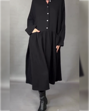 Oversized A-Linien Kleid Mit Revers Und Knöpfen