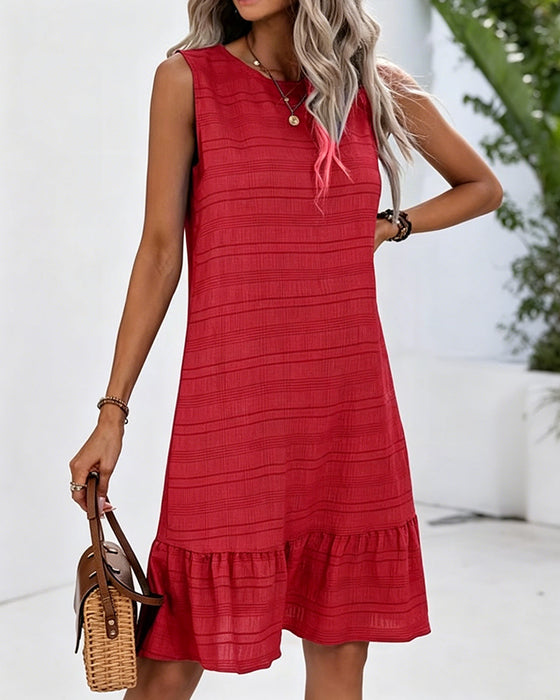Kleid Texturierte Rüsche Saum Ärmellos