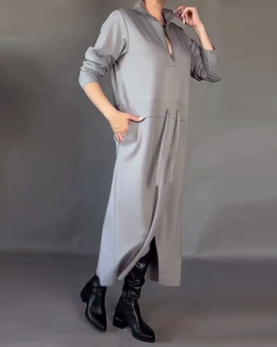 Modisches Kleid mit Halbzipp-Ausschnitt