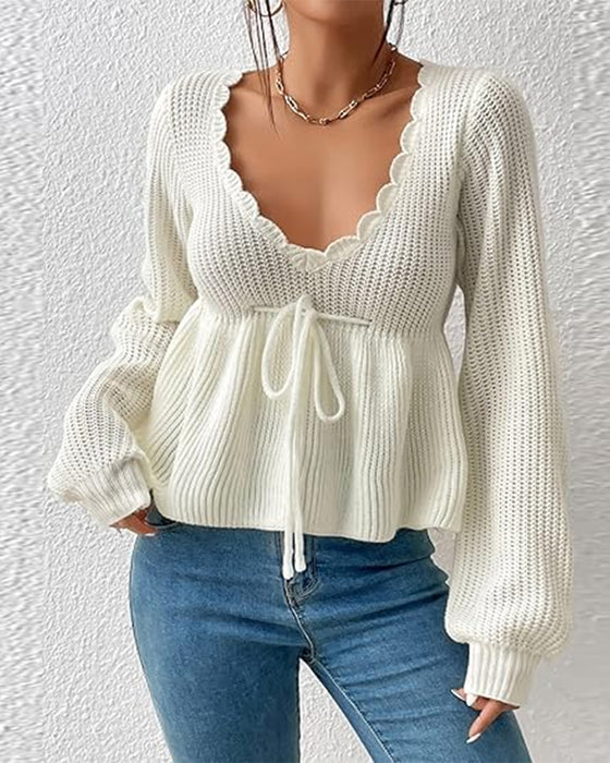 Pullover Mit Knoten-Taille, Zugband Und Elegant Merkmalen