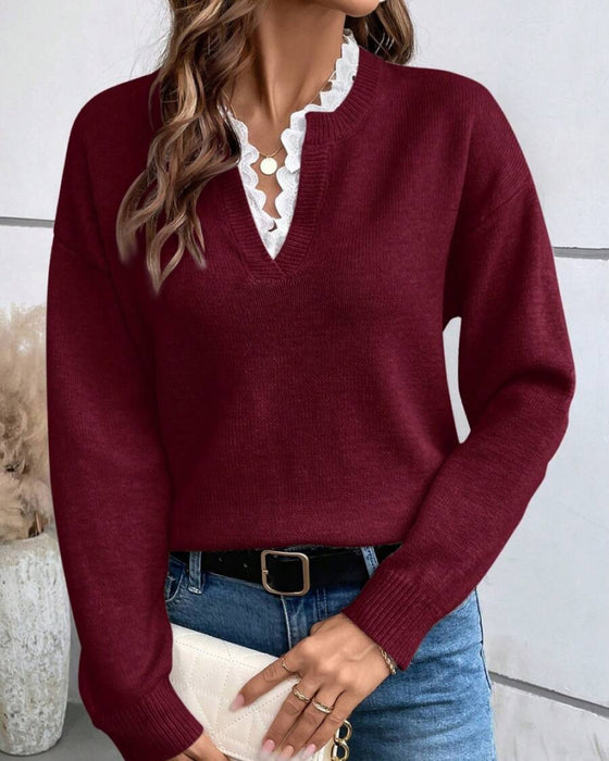 Nawarat Strickpullover Mit Spitze