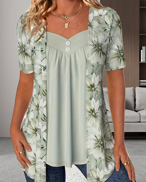 Bluse Bedruckt Falsch Zweiteilig