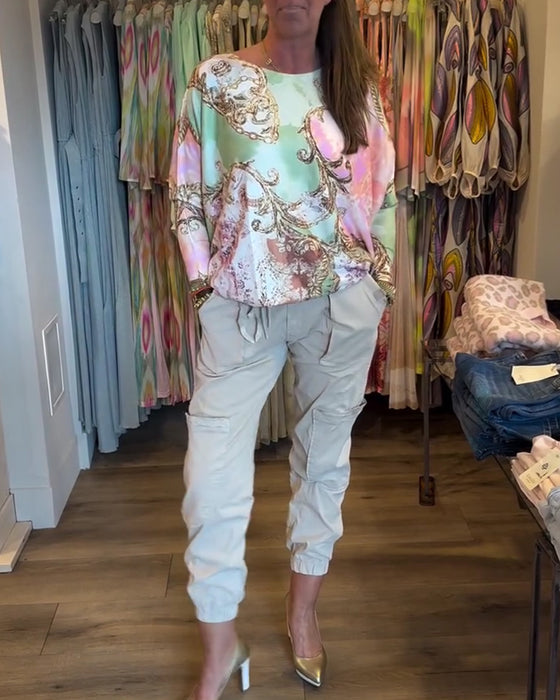 Top Druck Locker Drop Schulter Langarm