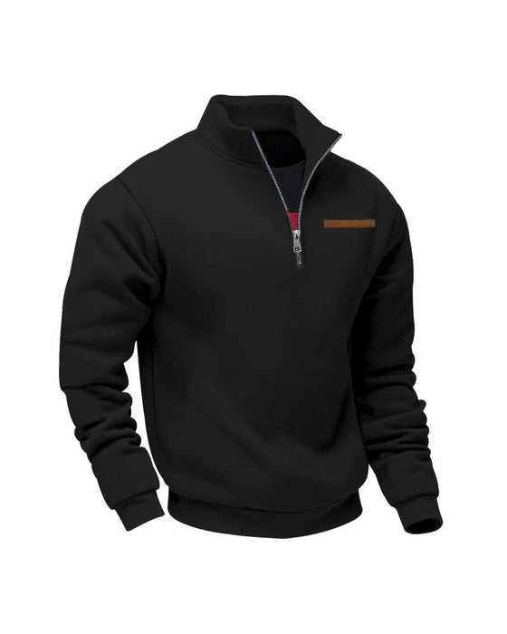 Sweatshirt Unifarbe Stehkragen Reißverschluss