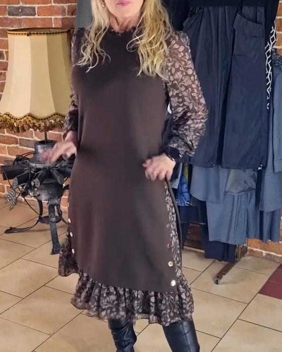 Kleid mit Rundhalsausschnitt im Fake-Zweiteiler-Look