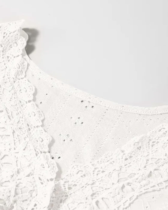 Kleid V-Ausschnitt Flatterärmel