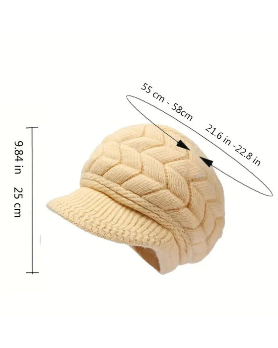 Damen Zopfstrick Winter Slouchy Beanie Mütze Weich Warm Dehnbar