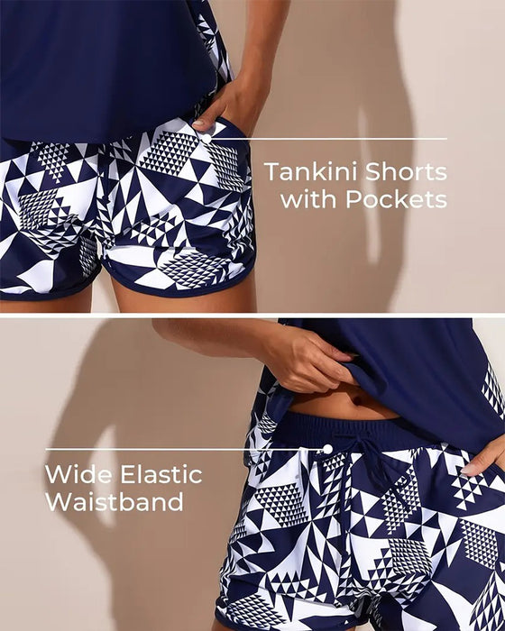 Badeanzug Tanktop Geometrisch Druck Zweiteilig