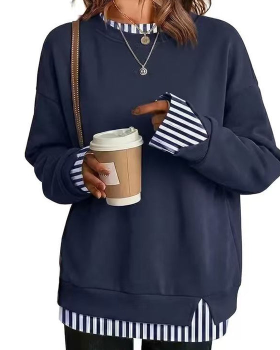 Sweatshirt Gefälscht Geschichtet Locker Langarm