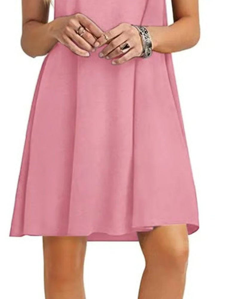 Kleid Rüsche Kurzarm Rundhals