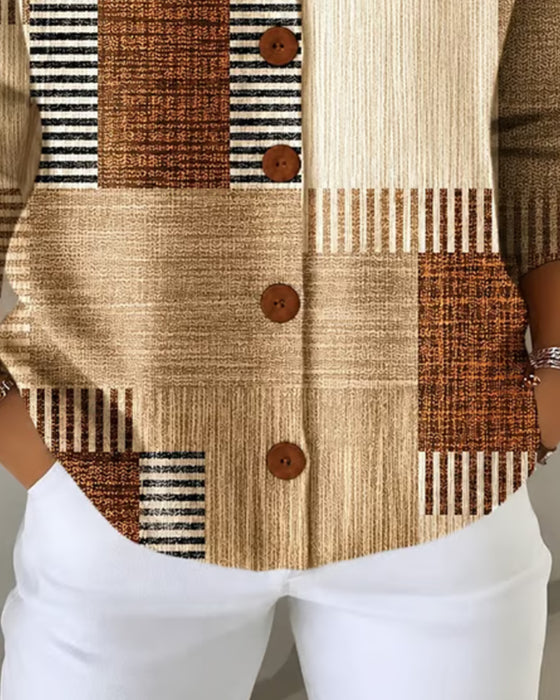 Cardigan Vintage Farbblock Karo Patchwork