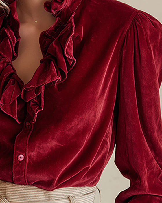 Top Mit Rüschen Detail Und Puffarm Design