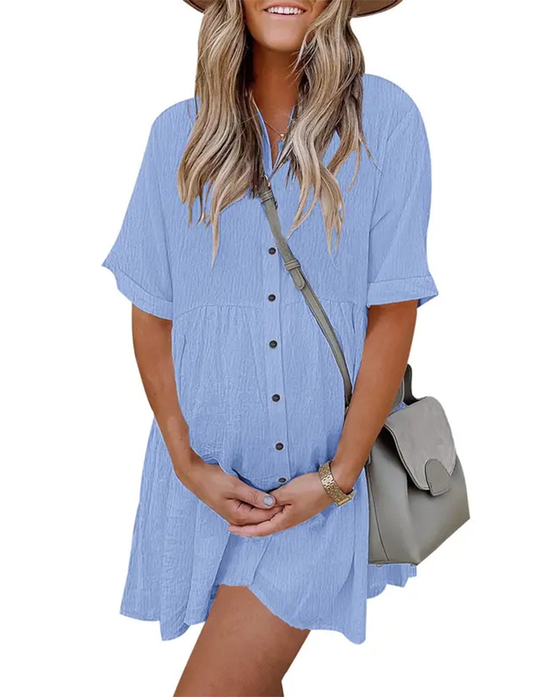 Kleid Knopfleiste Hemdenstil Lässig