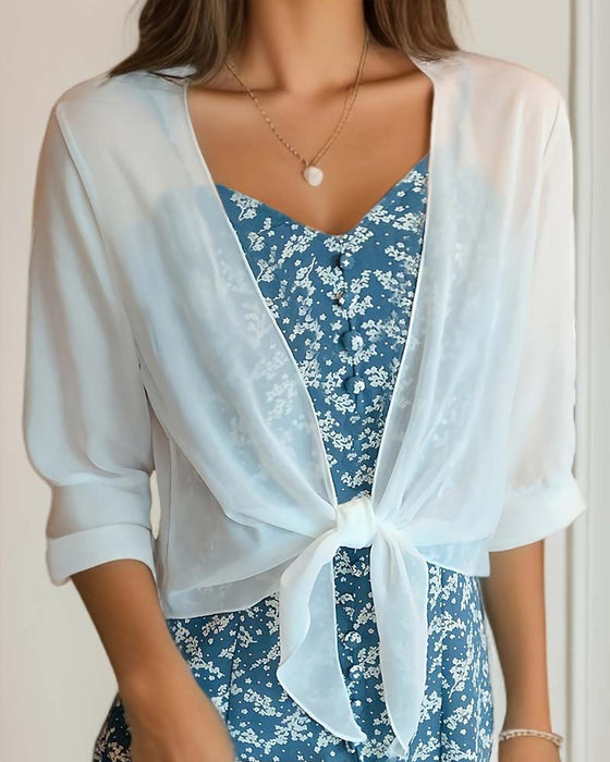 Cover-Up Sheer Chiffon Kurzer Ärmel Sonnenschutz