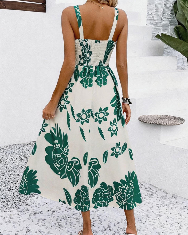 Kleid Elegant Träger Druck